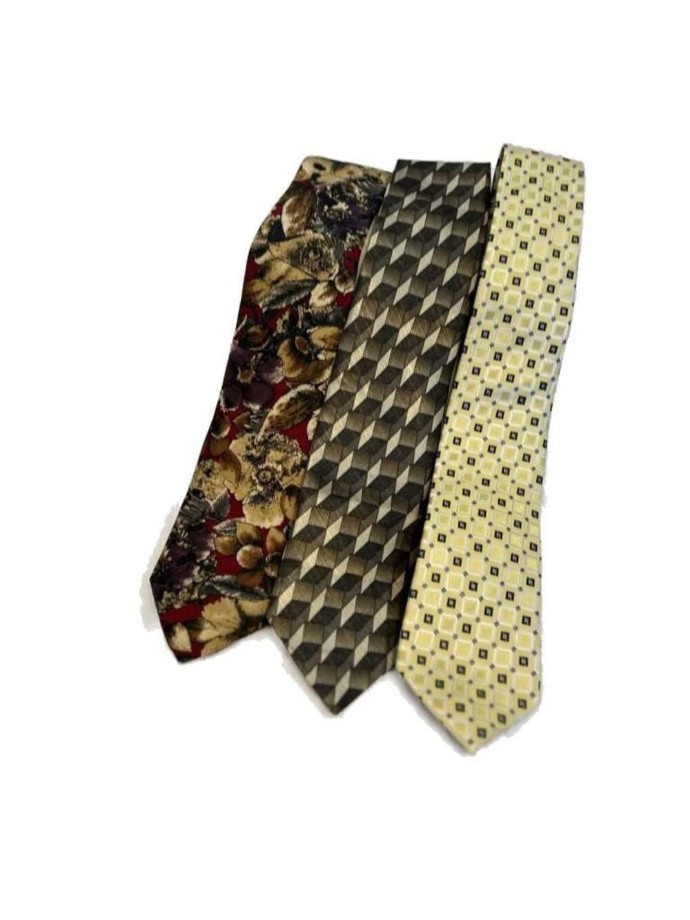 Lot of 3 Men's Silk Neckties: Allen Jolly, Milano Uomo, and Dona Vinci
